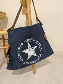 Vintage Canvas Tote Bag Navy Blue - BRAND NEW