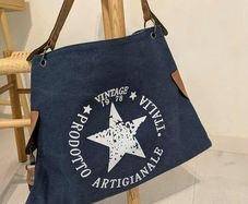 Vintage Canvas Tote Bag Navy Blue - BRAND NEW
