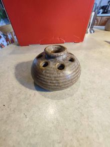 Irish art pottery dun caoin Signed Studio Art Pottery Flower Frog Planter Vase MCM Stoneware