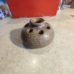 Irish art pottery dun caoin Signed Studio Art Pottery Flower Frog Planter Vase MCM Stoneware