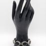 Vintage Signed Mexico Sterling Silver Onyx Chunky Bracelet Image 9