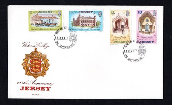 1977 Jersey 125th Anniversary of Victoria's College Commemorative Stamps First Day Cover (FDC)