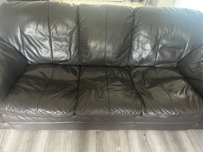 Chocolate brown leather 3+2 seater sofa set