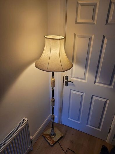 marble and brass floor lamp
