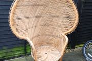 Large 1970s Peacock Throne Wicker Chair