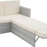Poly Rattan Lounge Set, 2-Seater Sofa with Backrest, Large Stool with Folding Support, Incl. Thick Cushions, Garden Furniture Set for Garden and Terrace Image 2