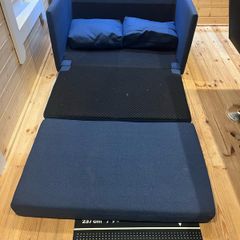 Small blue denim sofa bed