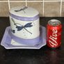 Vintage Roches Stores Handpainted Dragonfly Lidded Jar and Tray Image 7