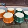 Vintage Mixed Set Emile Henry Ramekins Brown and Green Ribbed Oven to Tableware Set of 6 1980s 2000s Image 4