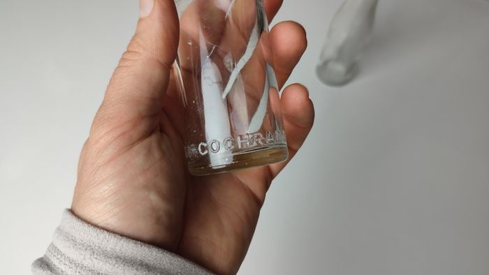 385 - Set of 2 Vintage Collectible Decorative Clear Glass Cantrell and Cochrane Mineral Bottles