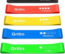 Resistance Bands, [Set of 5] Skin-Friendly Resistance Fitness Exercise Loop Bands with 5 Different Resistance Levels - Carrying Case Included MULTIPLE COLOURS AVAILABLE, SEE PHOTOS (FREE POSTAGE)