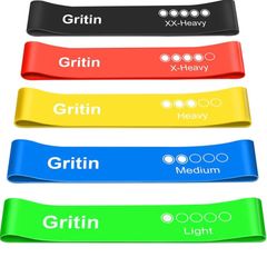 Resistance Bands, [Set of 5] Skin-Friendly Resistance Fitness Exercise Loop Bands with 5 Different Resistance Levels - Carrying Case Included MULTIPLE COLOURS AVAILABLE, SEE PHOTOS (FREE POSTAGE)