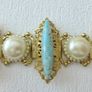 1950's Vintage Victorian Revival Turquoise Pearl Bracelet Image 6