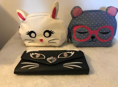 Two Pre-loved make-up Novelty Make-up bags + purse