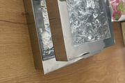 Modern luxury chrome &amp; textured Ice glass wall sconce (brand new)