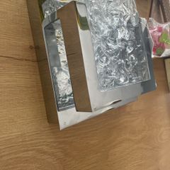 Modern luxury chrome & textured Ice glass wall sconce (brand new)