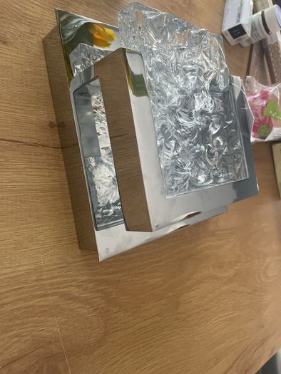 Modern luxury chrome & textured Ice glass wall sconce (brand new)
