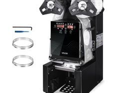 Fully Automatic Cup Sealing Machine, 500-650 Cups/H, Cup Sealer Machine for 190 mm Tall & 90/95 mm Cup, Electric Boba Tea Sealer with Digital Control LCD Panel for Bubble Milk Tea Coffee, Black