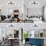 Modern 8 Lights Sputnik Chandeliers Black Semi Flush Mount Ceiling Light Fixture Mid Century Ceiling Pendant Lighting for Living Room Dining Room Bedroom Kitchen (FREE SHIPPING) Image 2