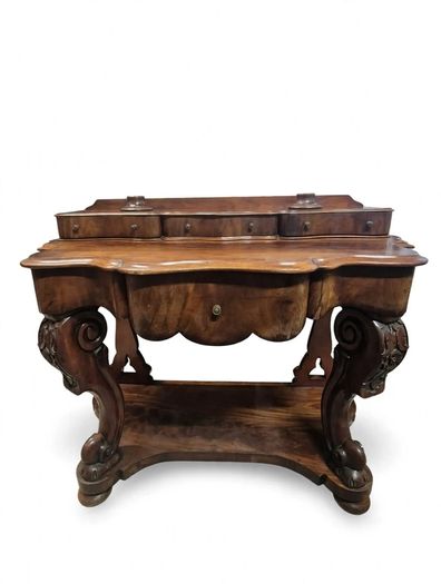 victorian mahogany serpentine console table