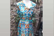 vintage 1960s satin print tunic dress with original belt size M