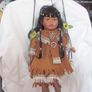 16"  Collectable Native American/Indian Girl on Swing Porcelain Doll (Dark  Brown) Image 2