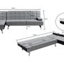 Black Velvet corner sofa bed Aroa,236cm Image 4