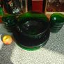 Arcoroc France "Diamant" 1970s  green glass collection, featuring a diamond-cut geometric pattern, one large bowl, 8 smaller ones, 9 green glass plates, 20th century Image 7