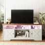 TV Unit, TV Stand Cabinet with Sockets, USB and LED, TV Cabinet Suitable for up to 65'' TV, with 4 Open Compartments and 2 Cabinets, Suitable for Living Room, 150 x 35 x 65cm, White Image 5