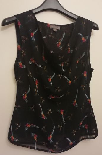 FREE POST Ladies Top by Fever lined with beautiful bird pattern Size 14