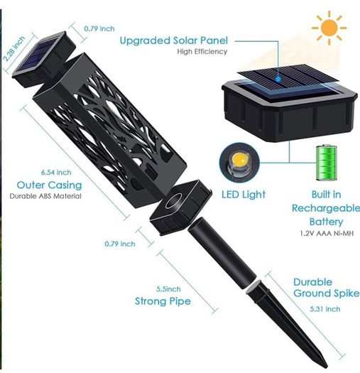 Solar Lights Outdoor, 6 Pack Garden Lights Solar Powered with Warm White LED Lights, Waterproof Solar Ornament Lights for Patio, Yard, Pathway Dusk to Dawn Auto On/Off (FREE POSTAGE)