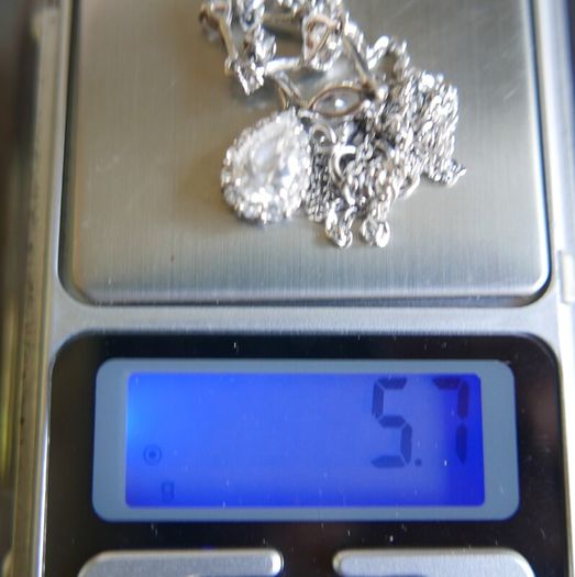 Vintage Sterling Silver 925 Multiple Cubic Zirconia Gems Necklace 5,6g length -18"
