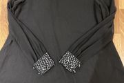 Ladies Black Top with Pearl cuff detail Size 10