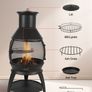 22 Inch Chiminea Outdoor Iron Fireplace with Grill Mesh & Chimney Coat Image 4