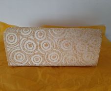 Yellow Gold Beaded evening clutch bag, brand new