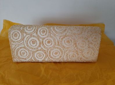 Yellow Gold Beaded evening clutch bag, brand new