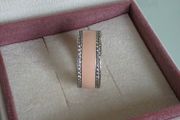 Pandora soft pink hearts band ring size 54 very good condition fully hallmarked(no box)