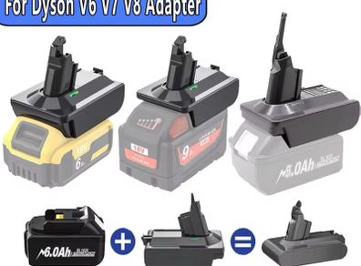 18V Lithium Battery Adapter for Dyson V6 V7 V8 Series To for Makita/Dewalt/Milwaukee Converter Vacuum Cleaner