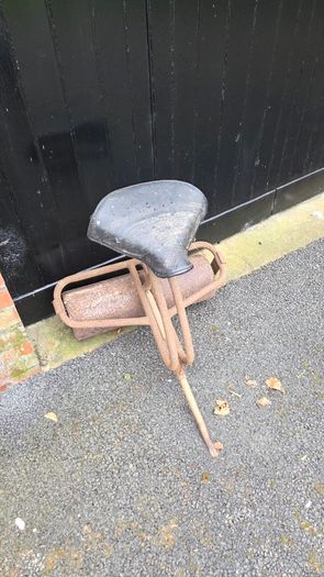 Vintage Garden Roller with Seat  Rustic  Decorative Piece
