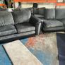 Black corner sofa with matching 2 seater Image 5