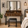Dressing table and stool with 3-piece folding mirror Image 6