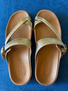 Strive Women's sandals size 6UK.  Gold. As New with box.