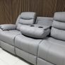 Roma recliner Sofa light Grey leather Image 4