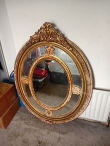 1890s victorian era gilt plate mirror with salamander