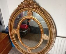 1890s victorian era gilt plate mirror with salamander
