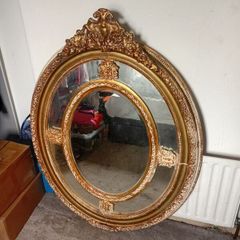 1890s victorian era gilt plate mirror with salamander