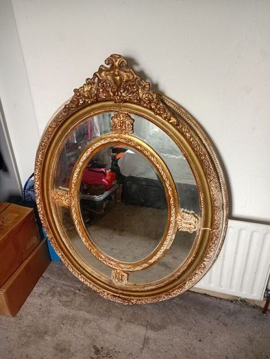 1890s victorian era gilt plate mirror with salamander