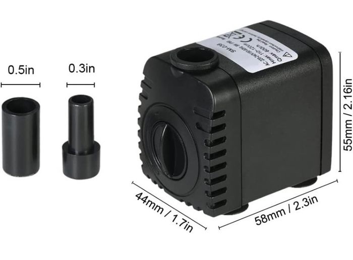 600L/H 8W Submersible Water Pump for Aquarium Tabletop Fountains Pond Water Gardens and Hydroponic Systems with 2 Nozzles (FREE POSTAGE)