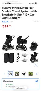 Zummi Strive Single-to-Double Travel System with EnfaSafe i-Size R129 Car Seat Midnight