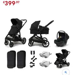 Zummi Strive Single-to-Double Travel System with EnfaSafe i-Size R129 Car Seat Midnight